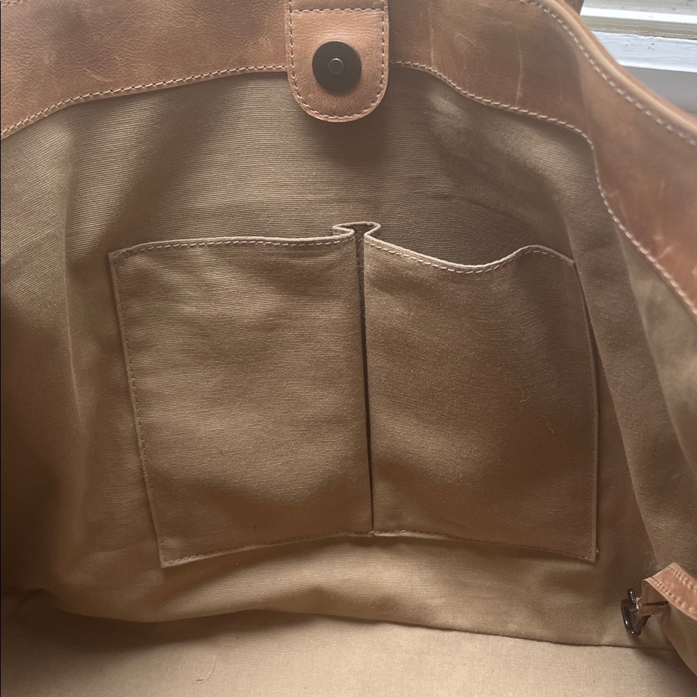 Authentic Frye Tan Leather Tote Bag Great Condition - Picture 10 of 16